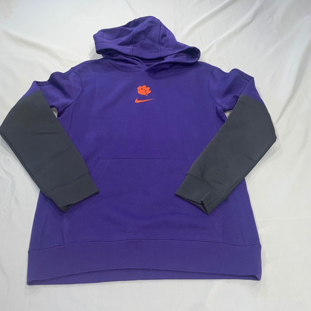 Nike Clemson Tigers Purple Grey Colorblock Hoodie Sweatshirt Womens Large
